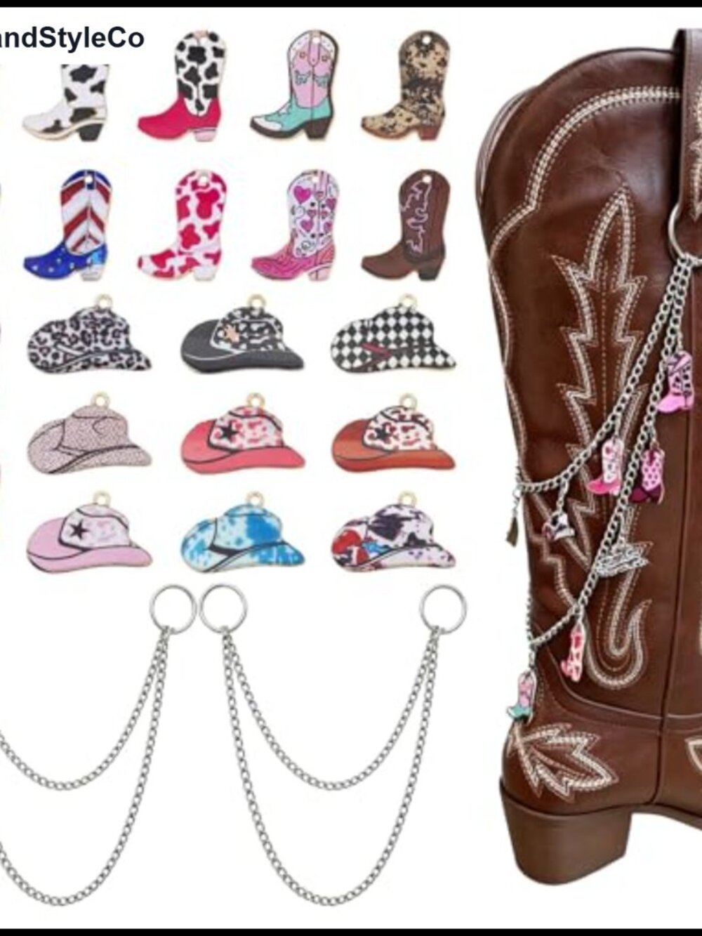 Western Cowboy Charms for Jewelry Making Silver Plated Bronze DIY Boot Chain